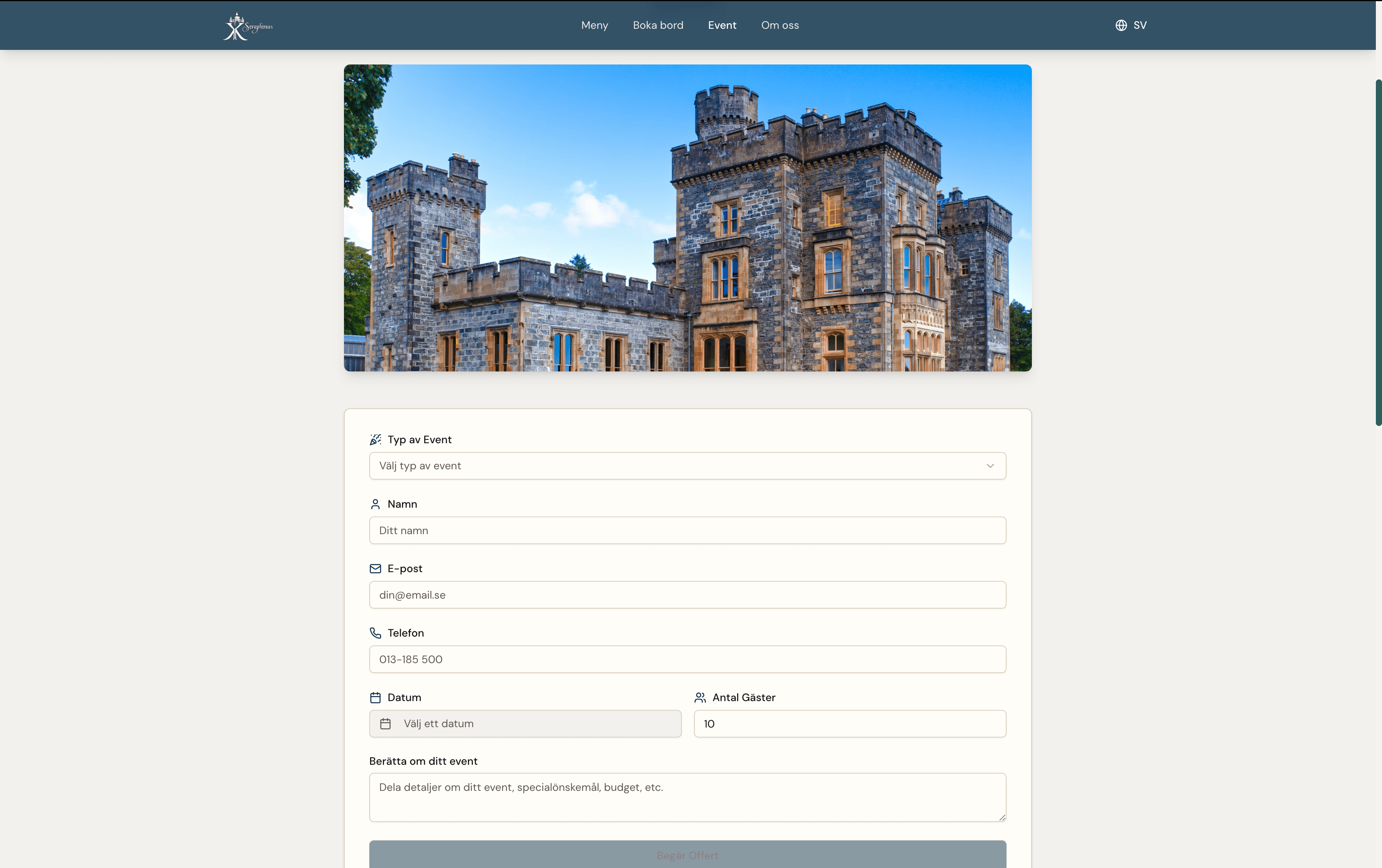 Demohemsida – skärmbild 4