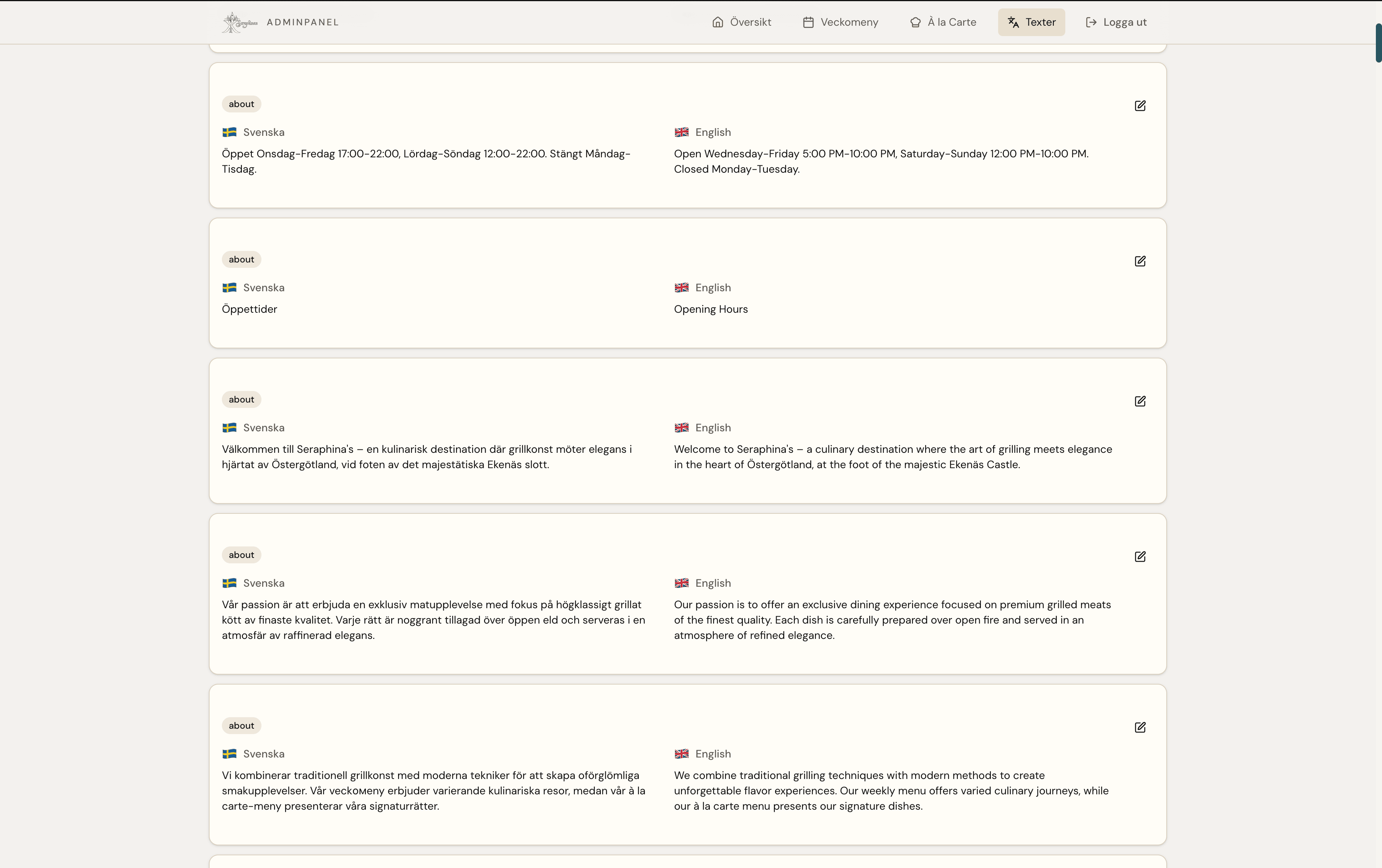 Demohemsida – skärmbild 7