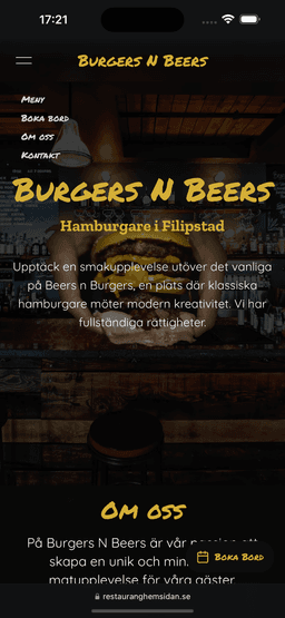 Demo hemsida för hamburgare restaurang